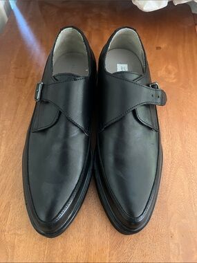 AllSaints Luke Creeper Black Leather Single Monk Strap Oxfords